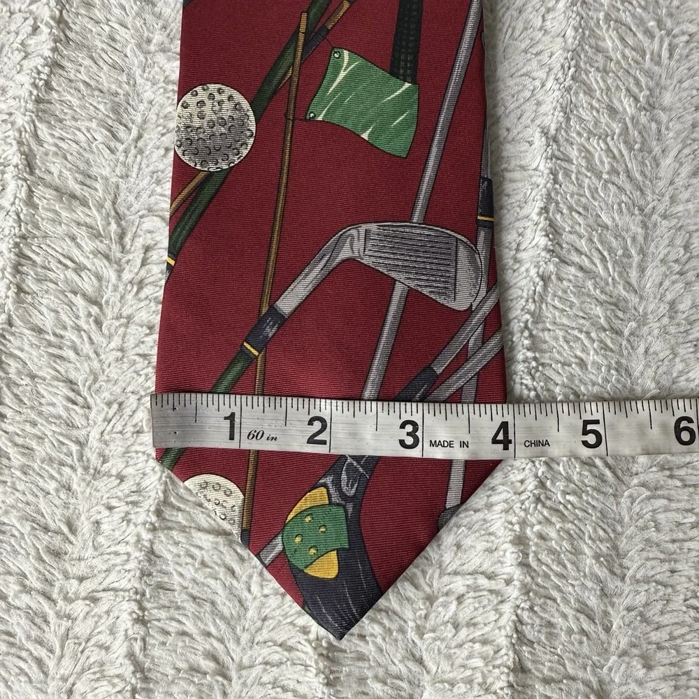 AKA Eddie Bauer Silk Golf Men's Neck Ties Bundle Of Two Red Blue‎ Novelty Tie